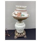 Vintage 17' lamp with milk glass base
