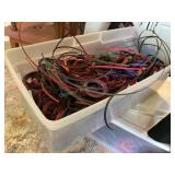 Tote of earthtone basket making material