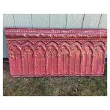 Old tin panel mounted on wood frame, 48 1/2x25'