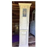 Wood shutter style cabinet with stained glass