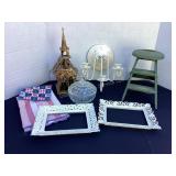 Musical church, metal frames, candy dish & more