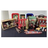 Coca-Cola Collectibles; brass bottle, tins, mini