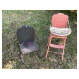 Vintage children's rocker & doll high chair