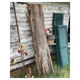 Shutters, birdhouses, metal trellis, metal