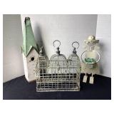 Garden decor; birdhouse, birdcage & votive/plant