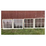 4 vintage 6 pane wood windows