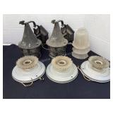 Vintage light fixtures, scones & glass shades