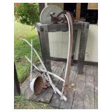 Antique Grinder, scythe & waterer