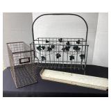 Metal magazines rack, metal basket, metal wall