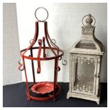 Metal Lanterns, red one is 19' tall