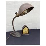 Art Deco lamp (works) & Cathedral clock, not