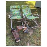 MCM patio chairs & old tricycle, chairs need