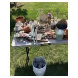 Tabletop cleanout & bucket of string lights;
