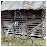 Shepherd hooks, reel mower/edger, posts &