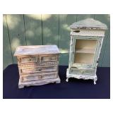 Jewelry box & cupboard display, chippy paint
