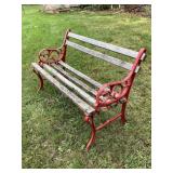 Child's park bench with iron ends, 34 1/2'x21'