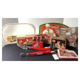 Coca-Cola Decor; grill tools, tins, pillow,