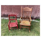 Toddler & Child's wood rockers, one with cane seat