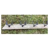Cast iron hooks on bar wood, 48x5.5'