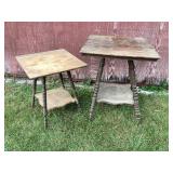 2 antique square plant stands