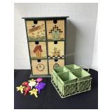 Decorative 6 drawer box, planter & flower picks