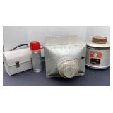Hoosier flour bin, lunch box & thermos, drink