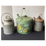 3 galvanized cans