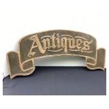 Metal 'Antiques' sign, 39x18'