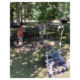 Shepherds hooks, metal fairies, welcome sign,
