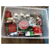 Tote of Christmas & Coca-Cola decor