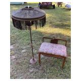 Antique floor lamp & vanity bench