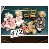 Dolls and doll chairs