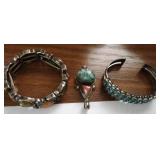 Turquoise and silver pcs and expanding bracelet