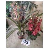 Artificial flowers in pots