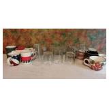 Variety of glasses and mugs