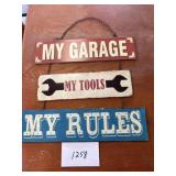 Three part metal sign