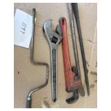 Tire tools, crescent, wrench, pipe wrench