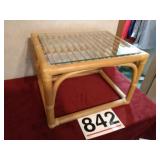 Bamboo side table with glass top