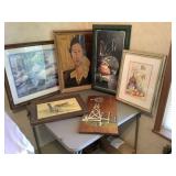 Assortment of wall pictures.