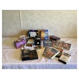 VHS movies, assortment of light bulbs