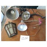 Clamp on lights and vintage wall light