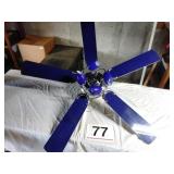 Blue and silver ceiling fan