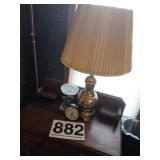 Table lamp, marble based holder and alarm clock