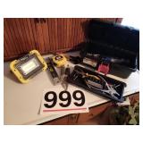 Toolbox with tools and light