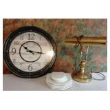 Clock, sliders, lamp