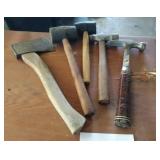 Hammer, rubber mallets and axe