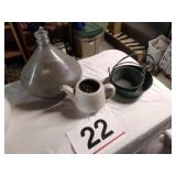 Terrarium, teapot planter and metal planters