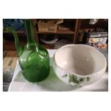 Wine carafe and Bamboo Rattan bowl