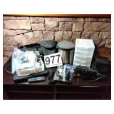 Phillips dvr player, cl9ck, mini trash can,