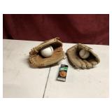 Baseball gloves, glove conditioner.